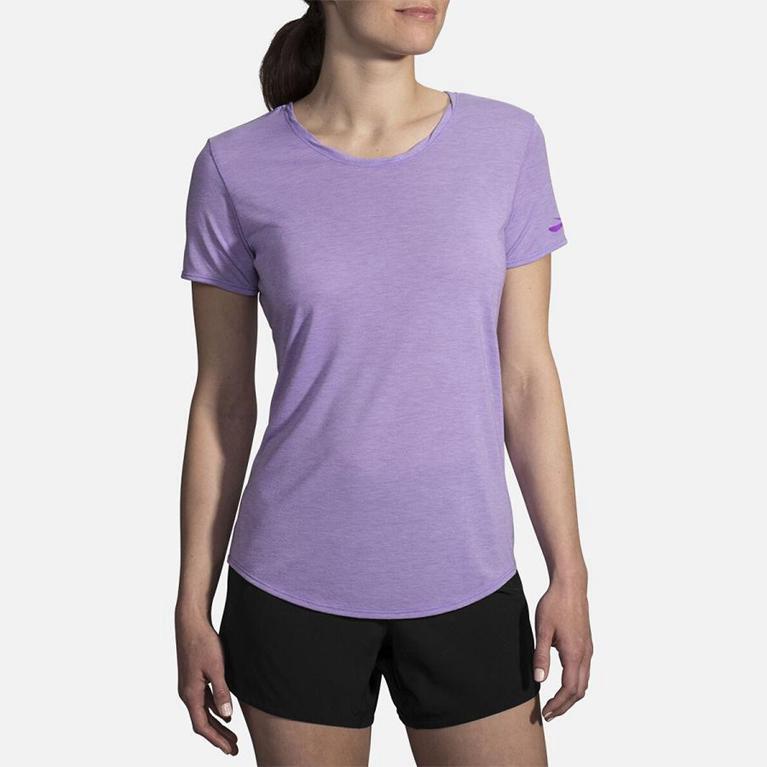 Brooks Distance Short Sleeve Running Shirt - Women's - Purple (53169-GBKD)